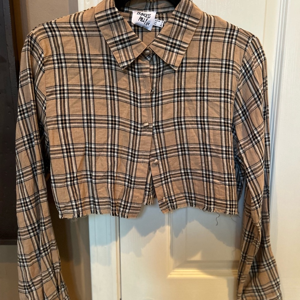 Princess Polly Tan Plaid Shirt